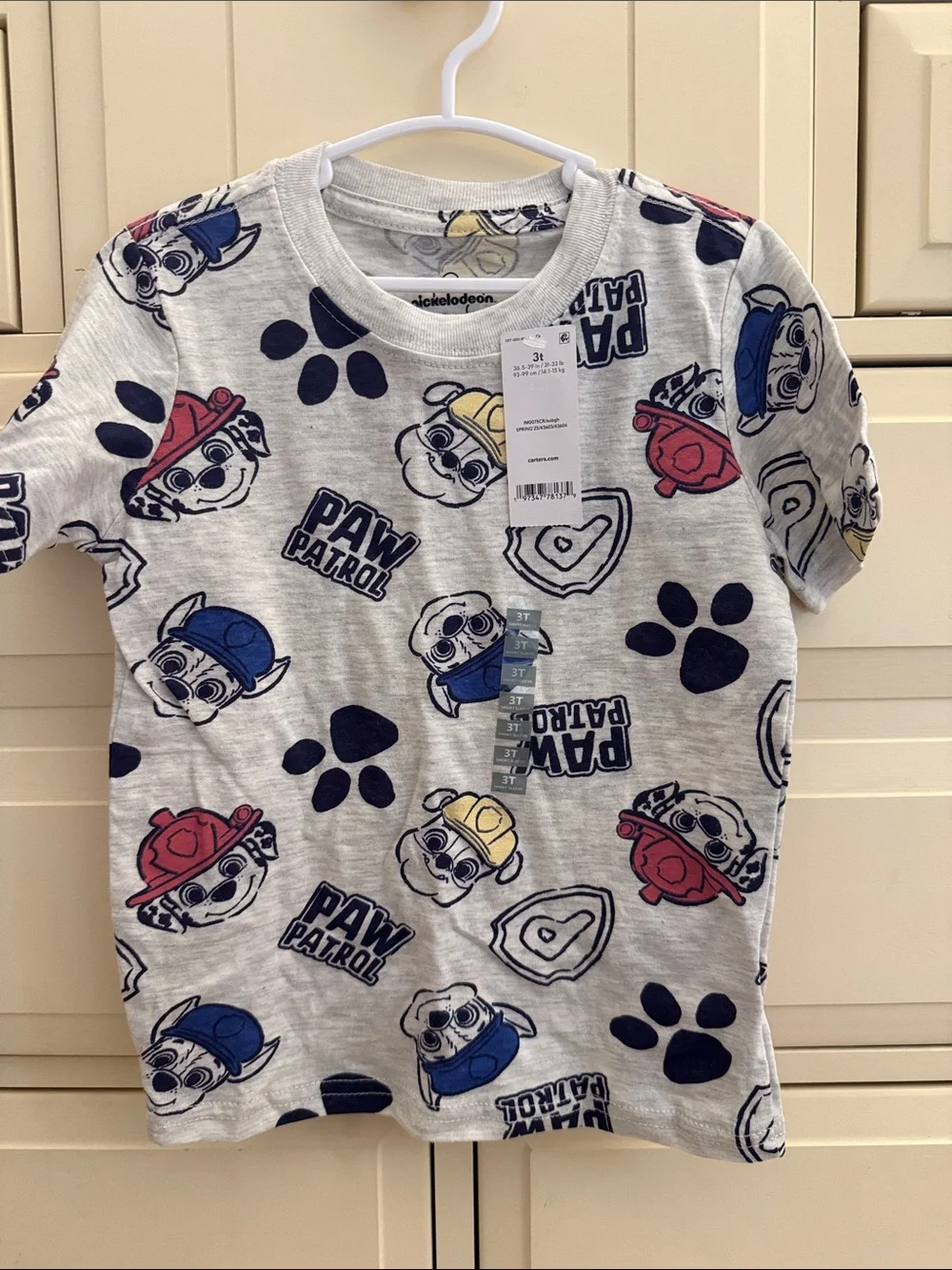 Carter's Paw Patrol Short Sleeve Tee in Gray with Blue, Red, Yellow Accents